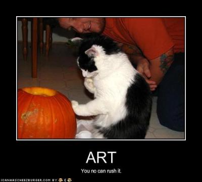 kitty and pumpkin art